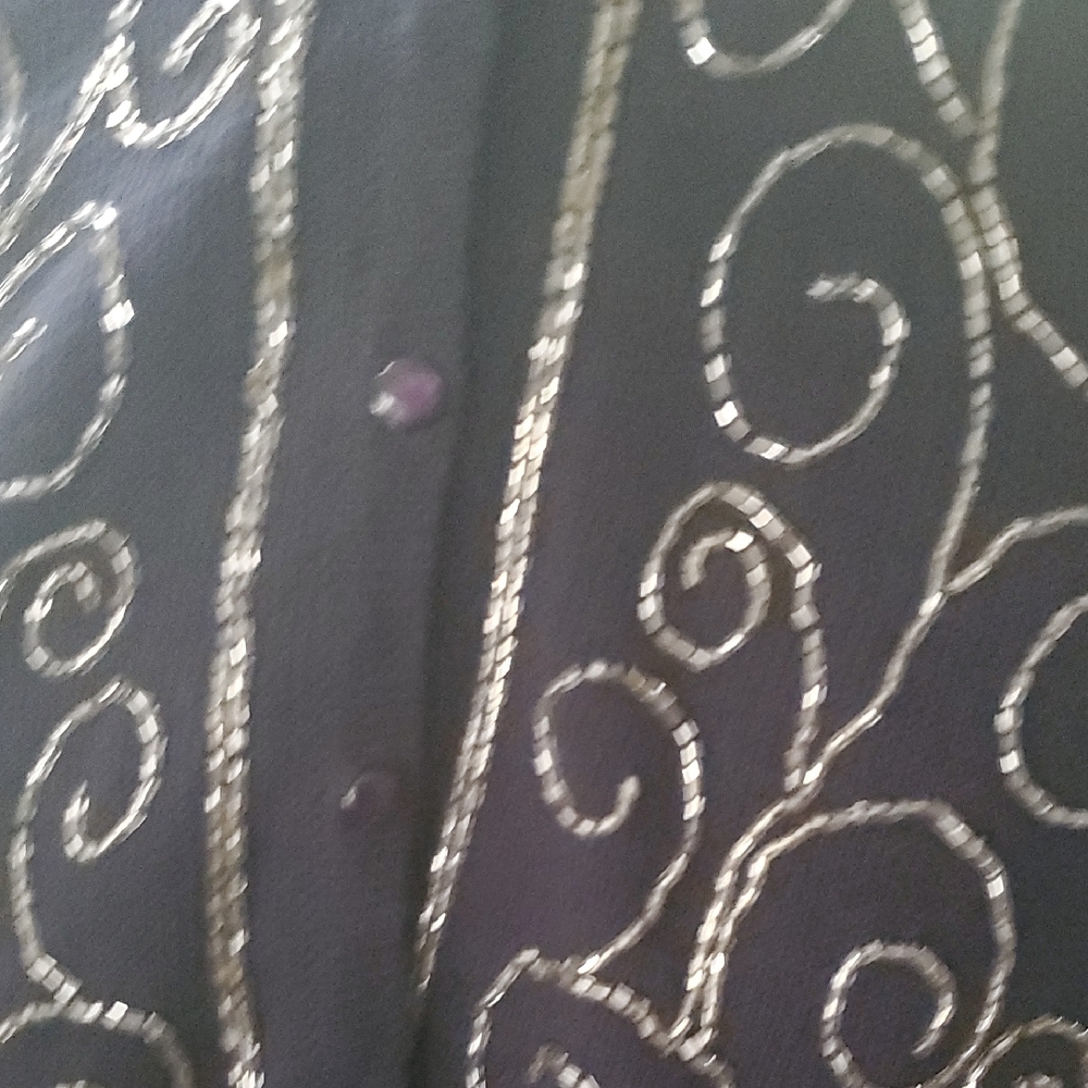 Embellished Navy Women's Cardigan with Velvet Collar - Picture 9 of 12